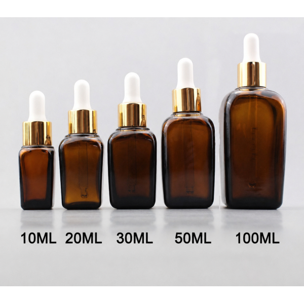 Chai thủy tinh vuông đựng tinh dầu và serum