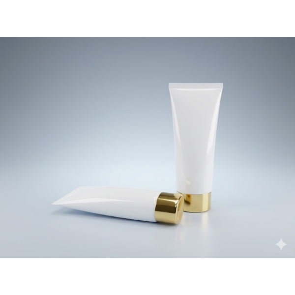 Tuýp nhựa dẹt 100ml Trắng Sứ Nắp Vàng Kim