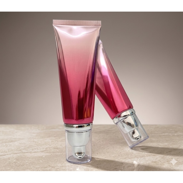 Tuýp Nhôm Nhựa 70ml Ombre Hồng Nắp Nhấn Mạ Bạc