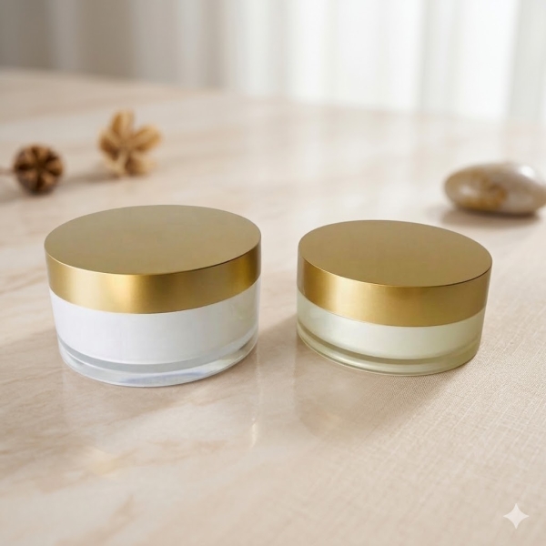 Hũ Mỹ Phẩm Acrylic Tròn Nắp Vàng Mờ Sang Trọng