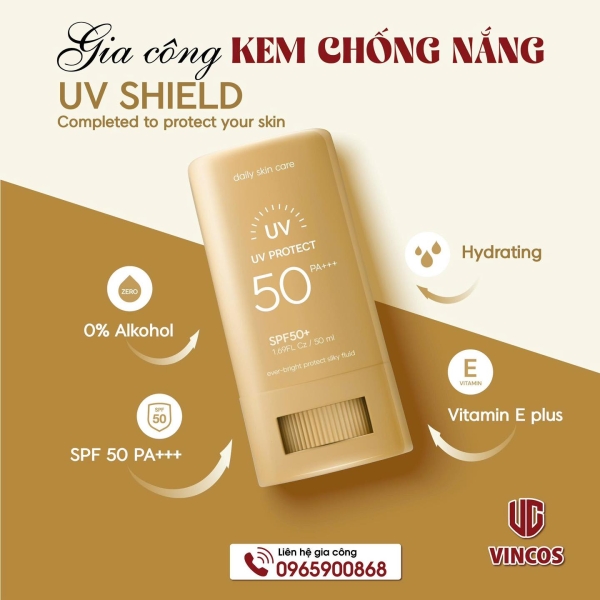 GIA CÔNG KEM CHỐNG NẮNG UV SHIELD TẠI VINCOS
