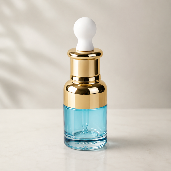 Chai serum cao cấp màu xanh nắp vàng, nắp bạc
